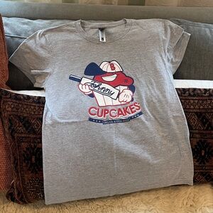 Johnny Cupcakes Gray T-Shirt with Baseball Graphic